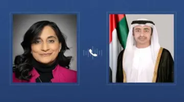 عبدالله بن زايد ووزيرة خارجية كندا يناقشان هاتفياً العلاقات الثنائية والتطورات الإقليمية